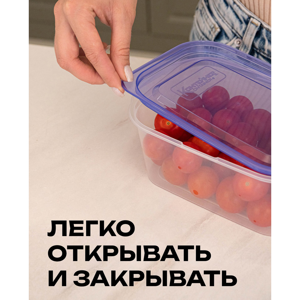 Контейнер пищевой прямоугольный 0,66л с паровыпуском и мерной шкалой, пластик, арт.№ 861-540