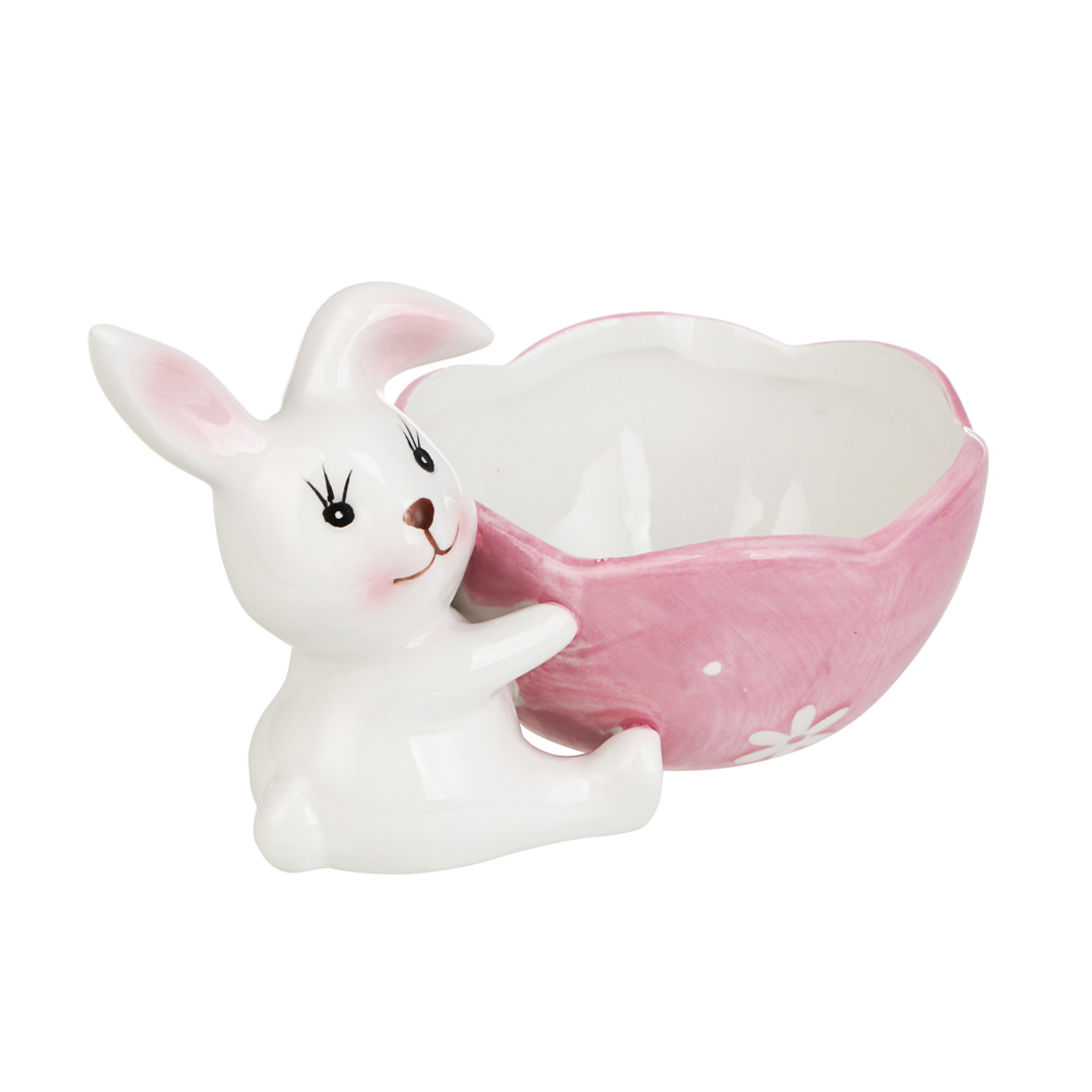 Конфетница тм LADECOR "Кролики" 11x16x9 см, 2 цвета, арт.№ 514-021