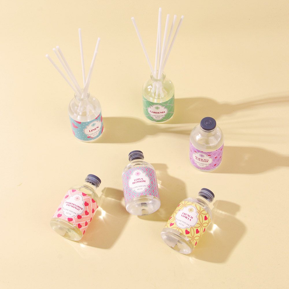 LADECOR Аромадиф.с пал.,40 мл,6 аром.Лён,Гардения,Лотос,Ваниль,Пассифлора и манго,Черн.чай и ветивер, арт.№ 412-048