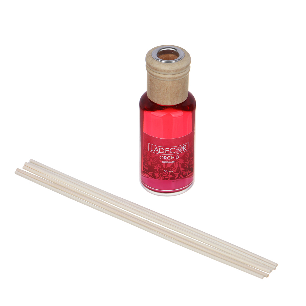 LADECOR Аромадиффузор с палочками, 50мл,6 ароматов лемонграсс,орхидея,фрукты,литчи, яблоко,грейпфрут, арт.№ 412-010