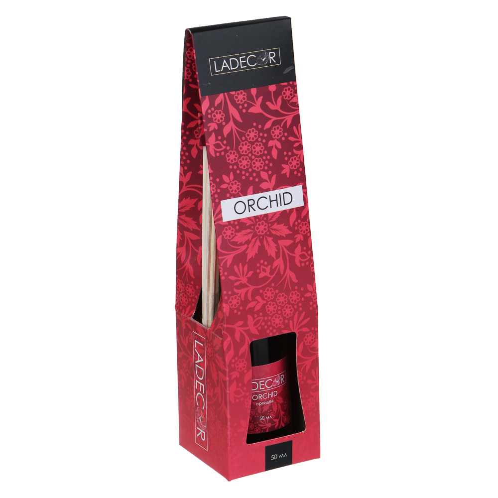 LADECOR Аромадиффузор с палочками, 50мл,6 ароматов лемонграсс,орхидея,фрукты,литчи, яблоко,грейпфрут, арт.№ 412-010