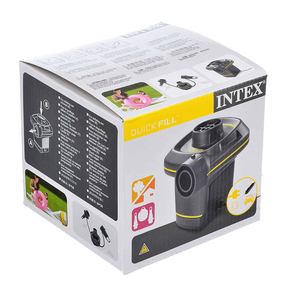 INTEX Насос электрический 12В/220В Quick-Fill с адаптером, 480л/м, 3 насадки в комплекте, 66634, арт.№ 045-003