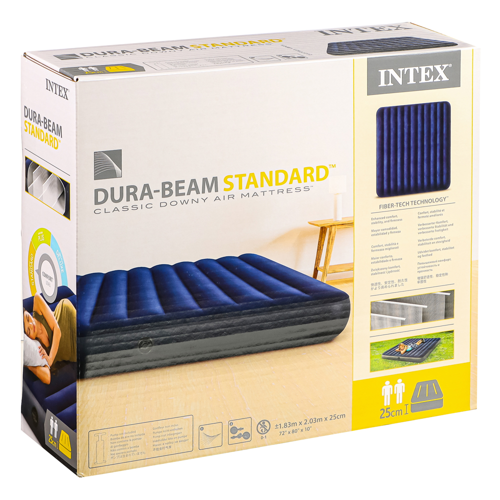 INTEX Матрас надувной CLASSIC DOWNY, 203x183x25см, до 272кг, 64755, арт.№ 108-045