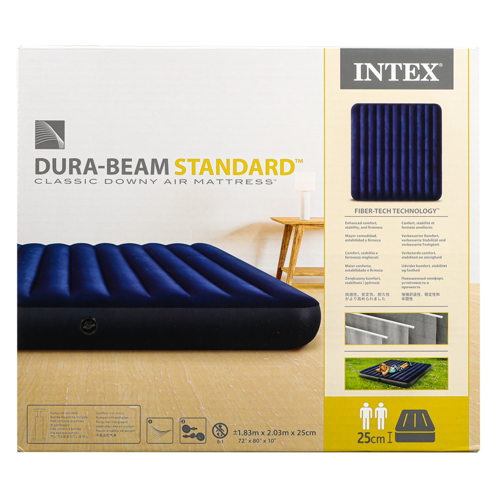 INTEX Матрас надувной CLASSIC DOWNY, 203x183x25см, до 272кг, 64755, арт.№ 108-045