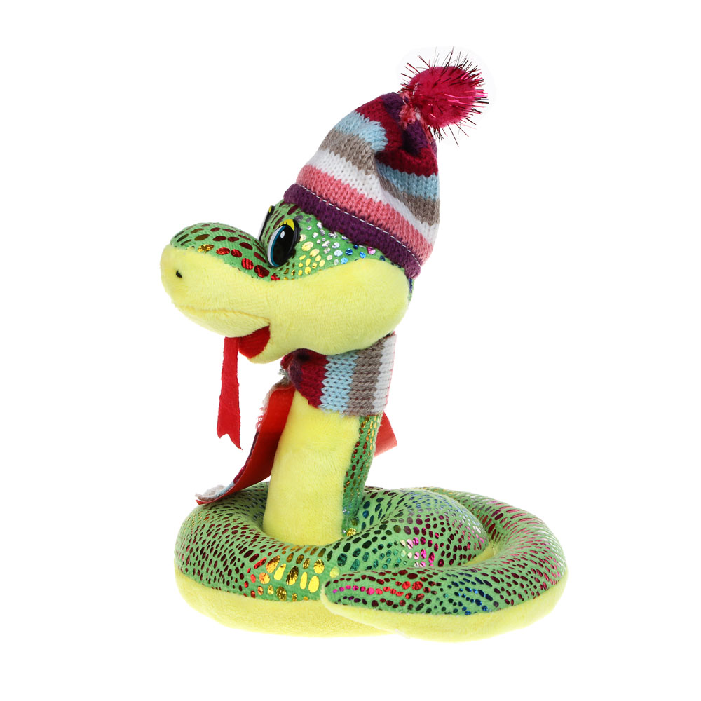 СНОУ БУМ Сувенир мягкий змейка, полиэстер, 15см, зеленый, арт.№ 394-019