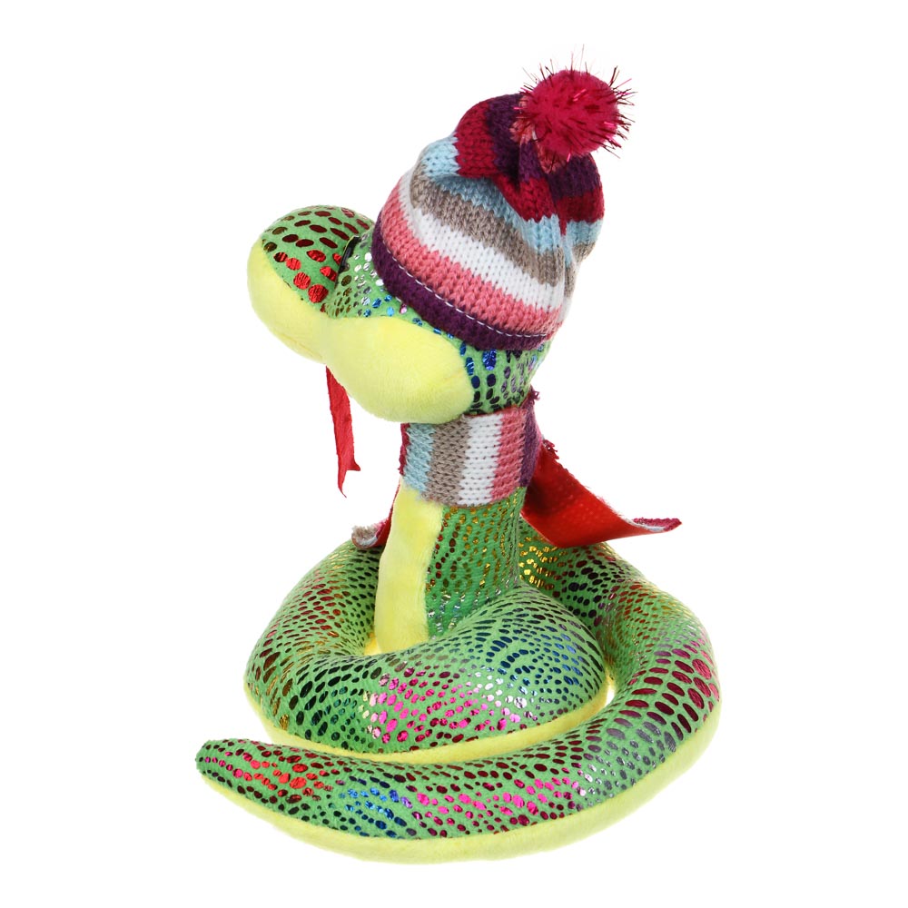 СНОУ БУМ Сувенир мягкий змейка, полиэстер, 15см, зеленый, арт.№ 394-019