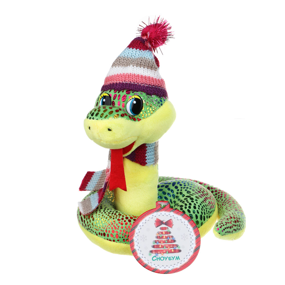 СНОУ БУМ Сувенир мягкий змейка, полиэстер, 15см, зеленый, арт.№ 394-019