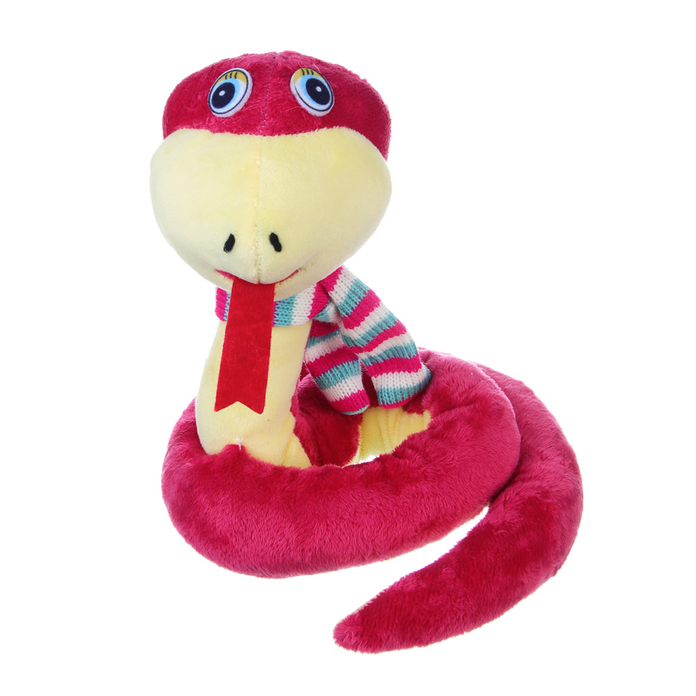 СНОУ БУМ Сувенир мягкий змейка, полиэстер, 18x18x23см, цвет красный, арт.№ 394-020