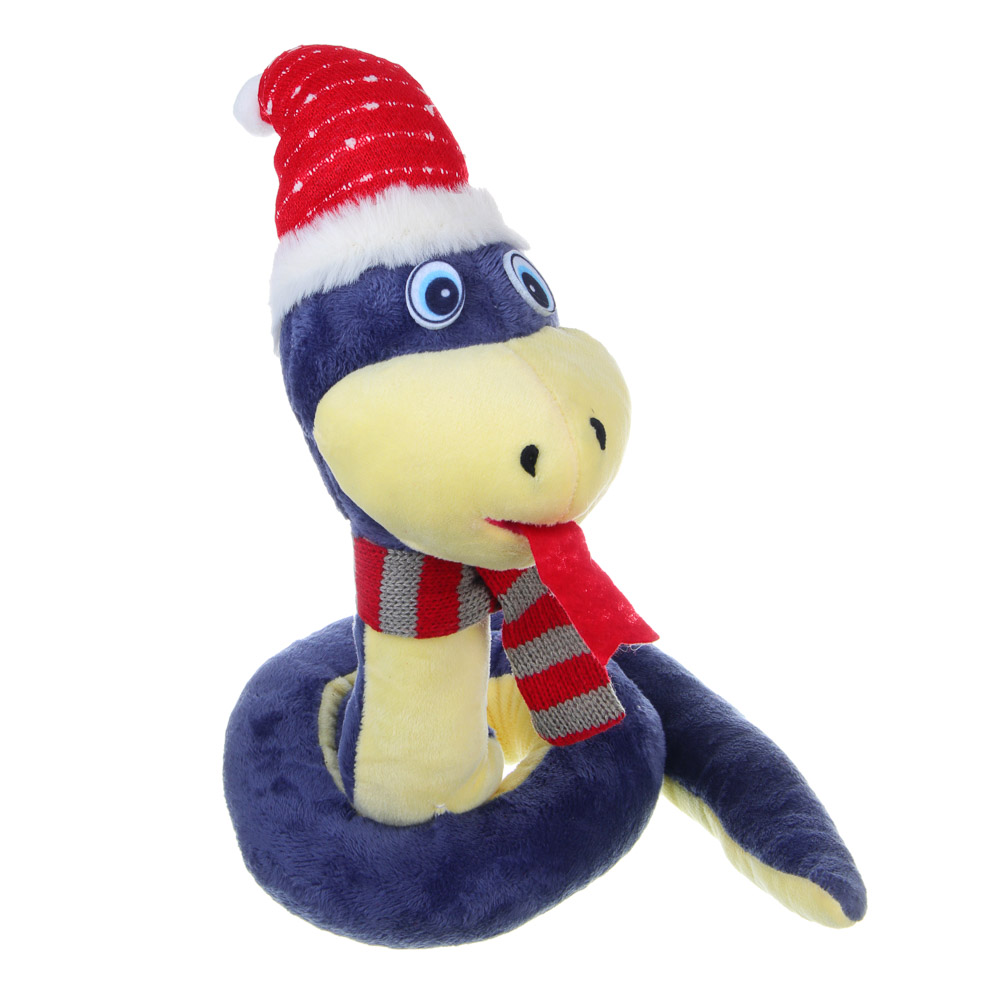 СНОУ БУМ Сувенир мягкий змейка, полиэстер, 16,5x16,5x35см, цвет синий, арт.№ 394-021