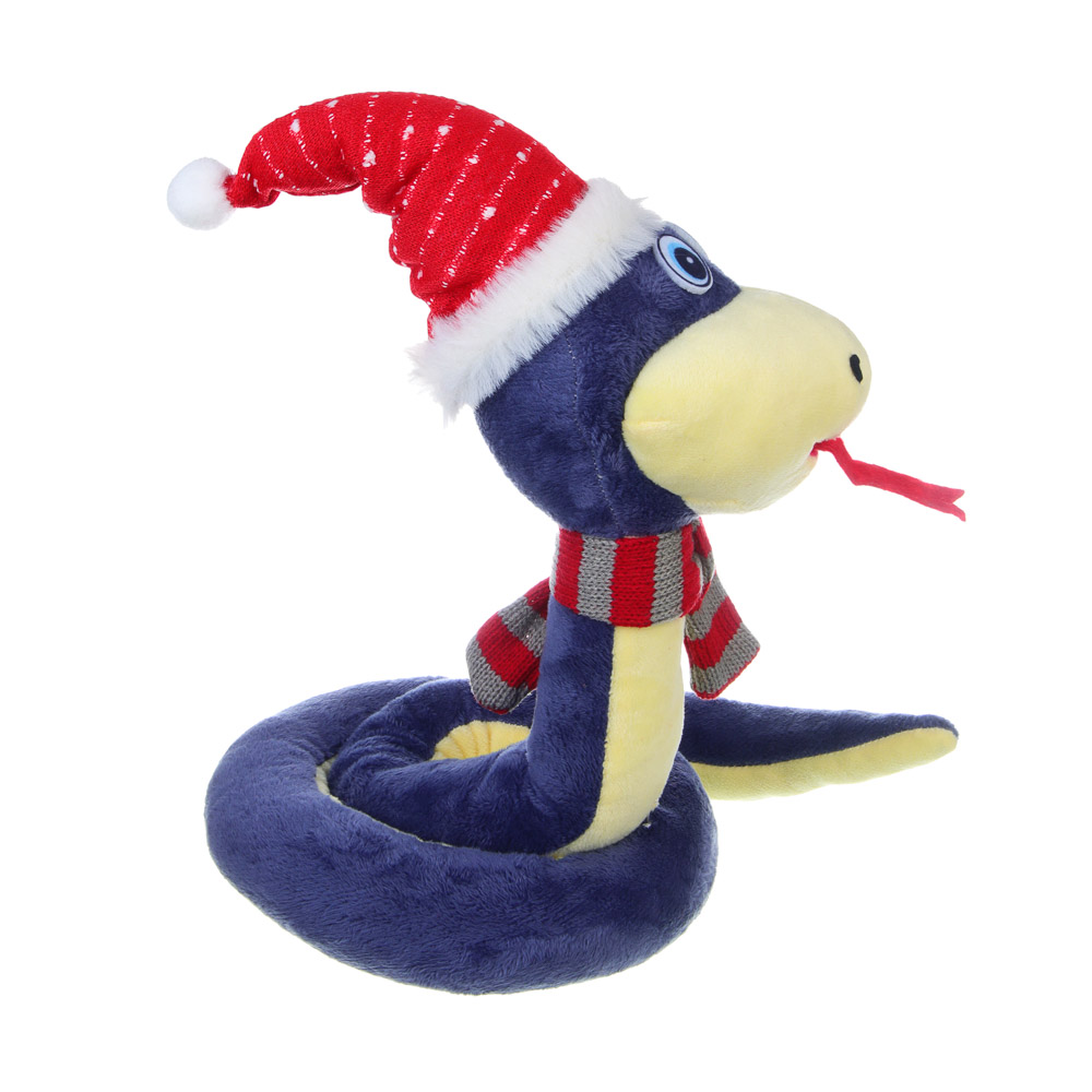 СНОУ БУМ Сувенир мягкий змейка, полиэстер, 16,5x16,5x35см, цвет синий, арт.№ 394-021