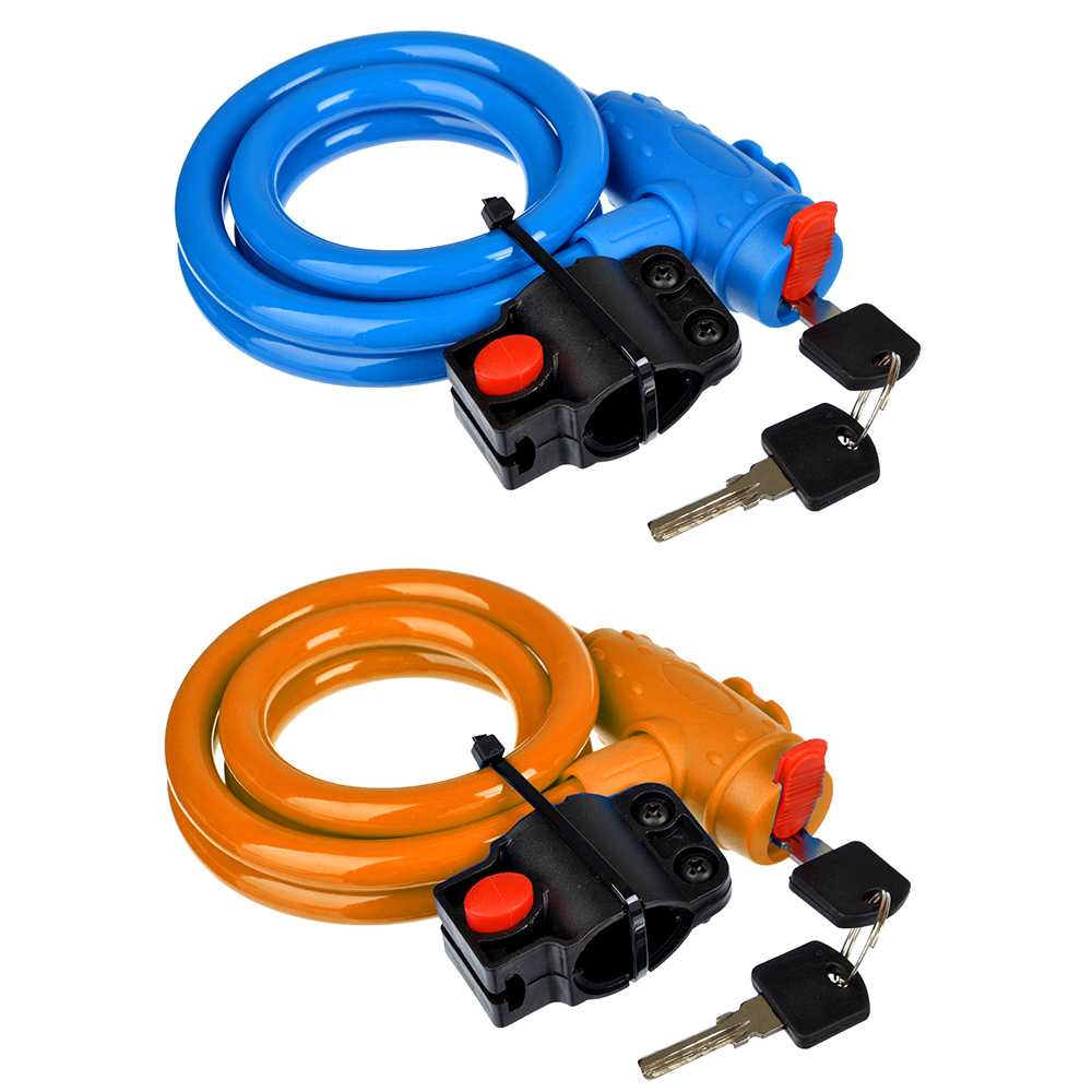 VETTA Замок велосипедный противоугонный, 12x1100мм, с держателем на раме велосипеда, 2 цвета, арт.№ 468-104