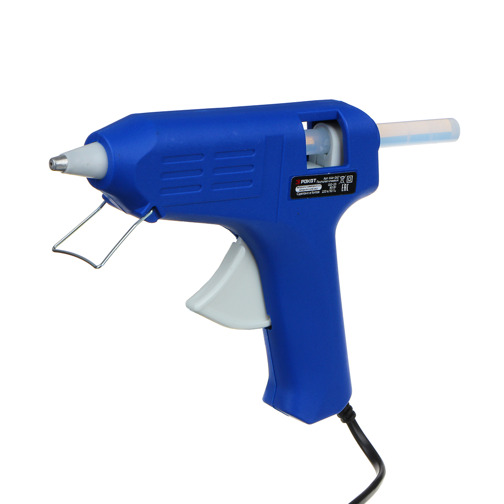 РОКОТ Пистолет клеевой электр. GG-80, 80Вт.нагрев 3-5 мин, 9 гр/мин, +2 стержня 11мм, арт.№ 646-262