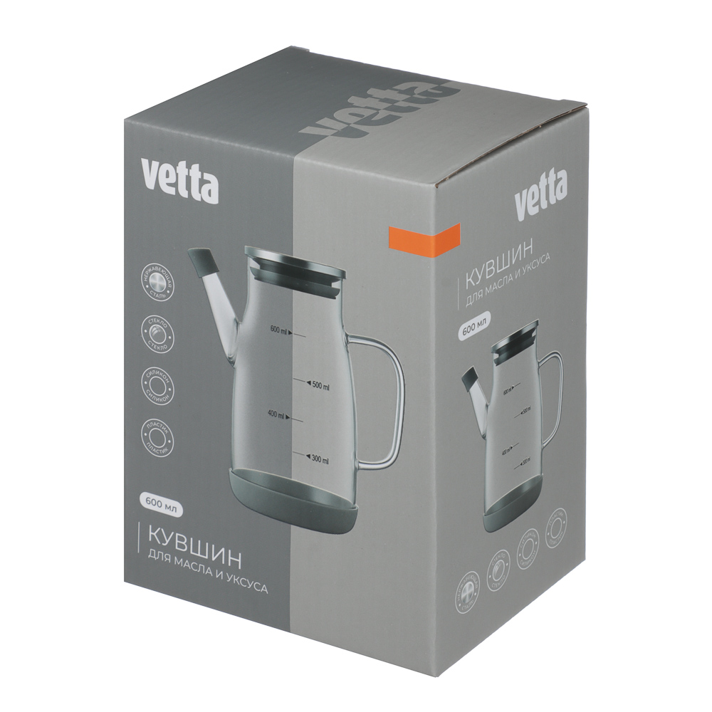 VETTA Кувшин для масла/уксуса, 600мл, стекло, силикон, металл, пластик, арт.№ 828-354