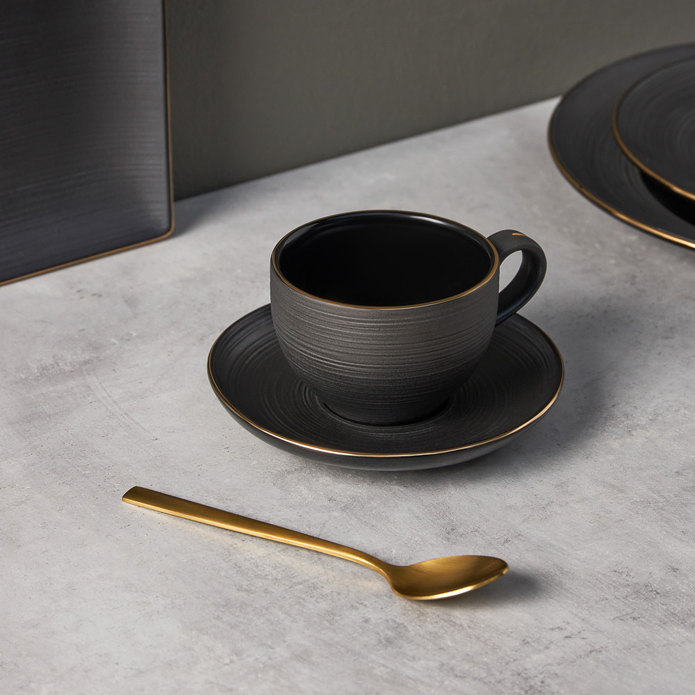 BY COLLECTION Black Line Набор чайный 2 пр., 200мл, 14см, фарфор, арт.№ 816-422