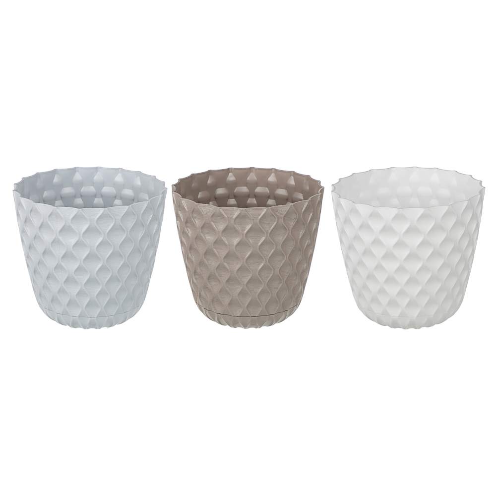 Горшок для цветов с поддоном "Wave", 2.5 л, d=17.5 см, микс цветов, арт.№ 164-413