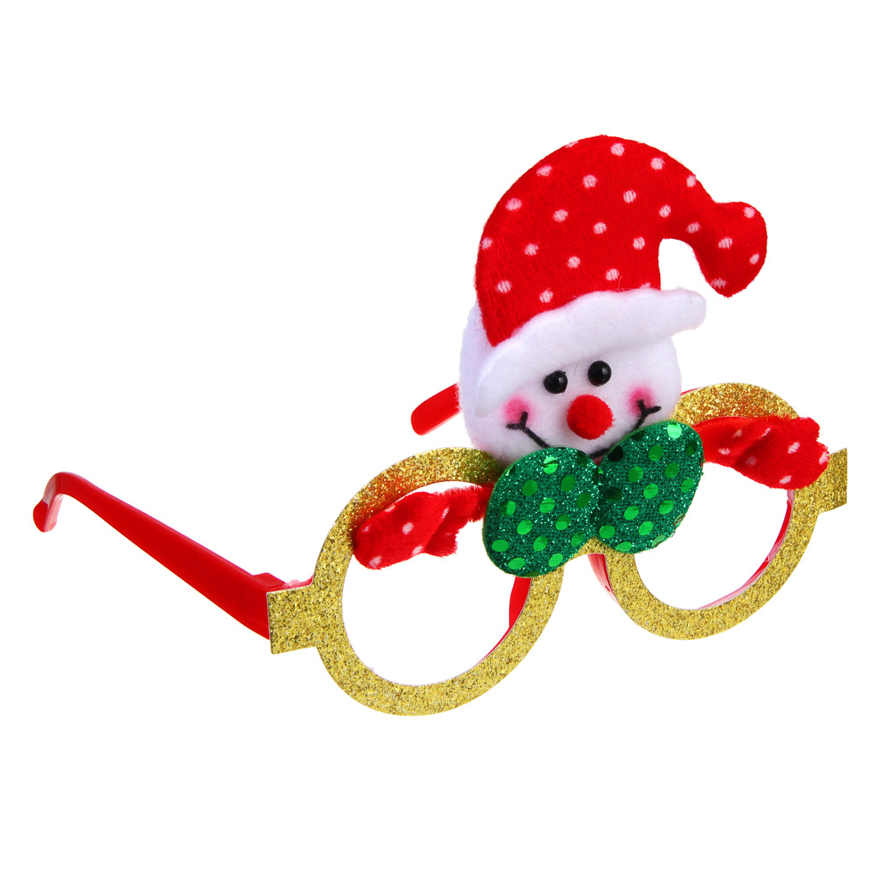 СНОУ БУМ Очки новогодние, пластик, полиэстер, 12-14x14-16 см, 3 дизайна, арт.2025-19, арт.№ 391-008