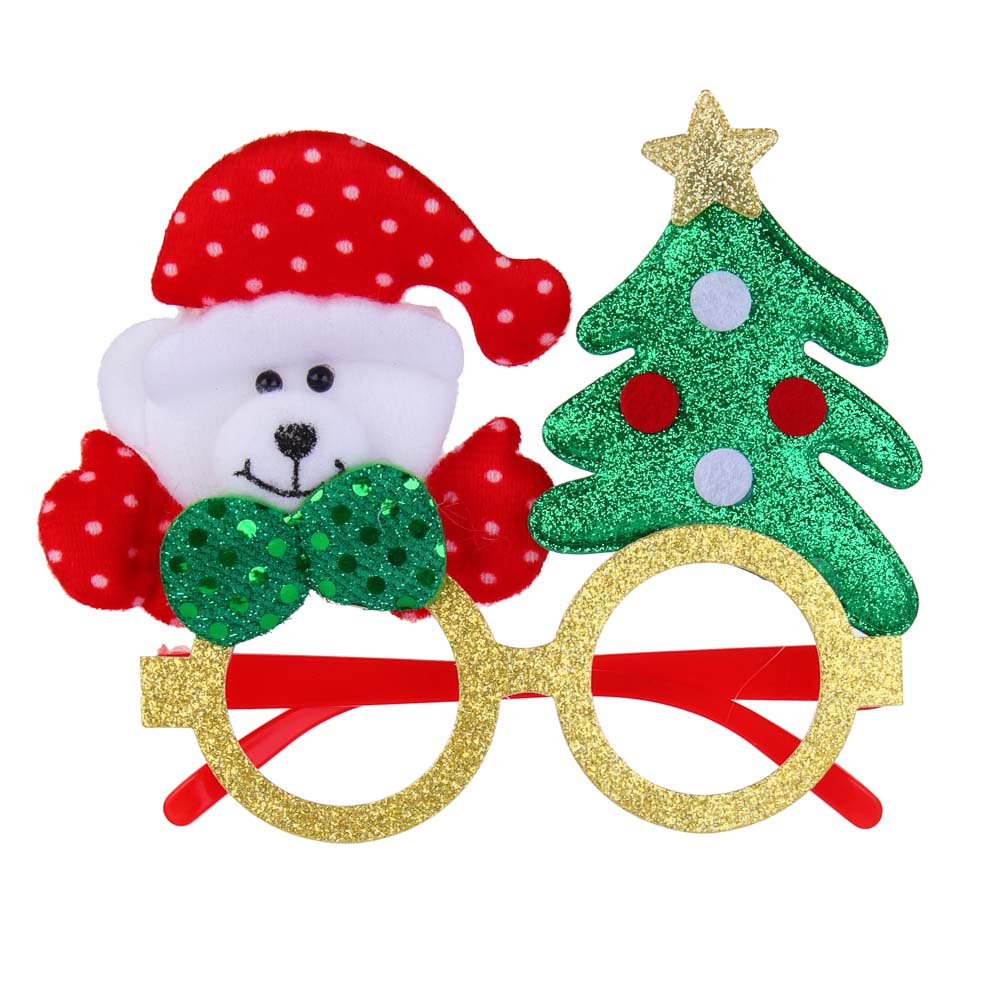 СНОУ БУМ Очки новогодние, пластик, полиэстер, 12-14x14-16 см, 3 дизайна, арт.2025-19, арт.№ 391-008