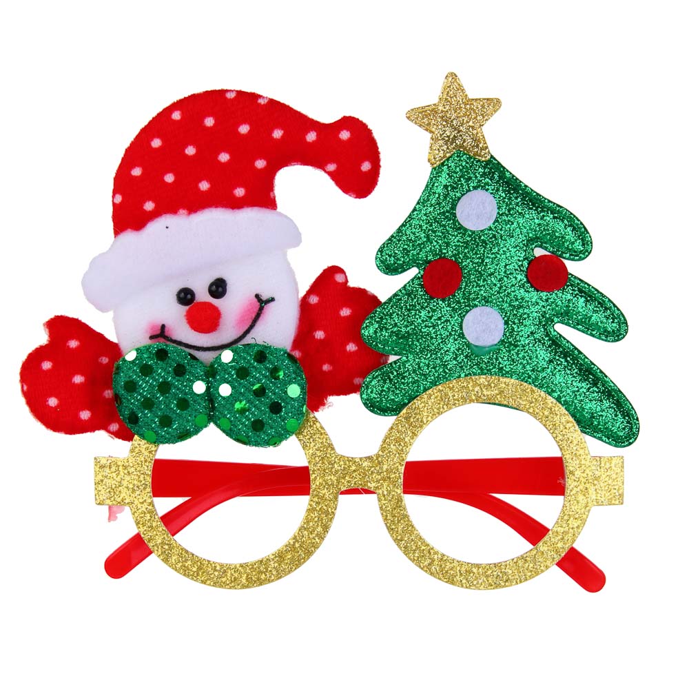 СНОУ БУМ Очки новогодние, пластик, полиэстер, 12-14x14-16 см, 3 дизайна, арт.2025-19, арт.№ 391-008