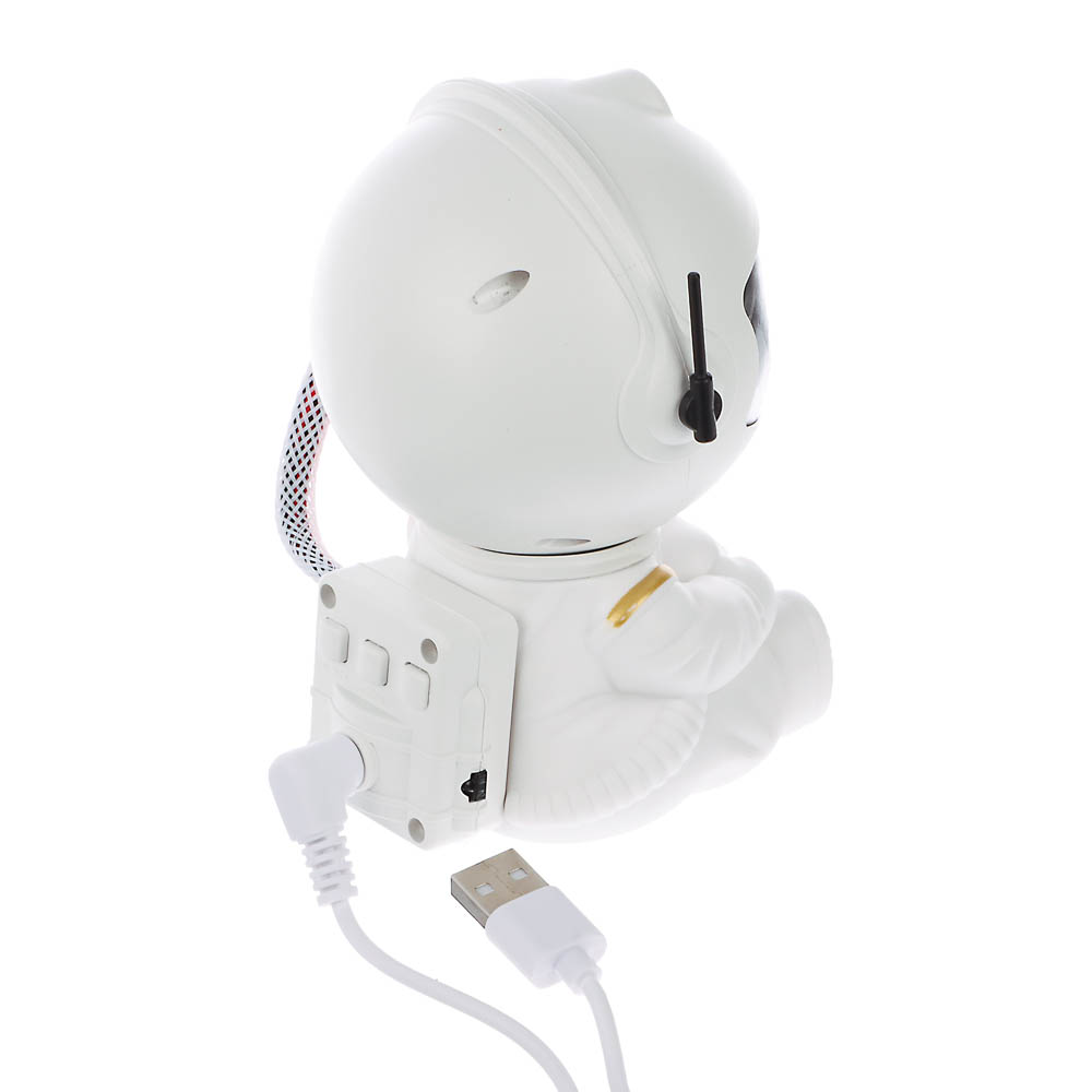 Светильник-ночник проектор неба BY Космонавт, 5W, пульт ДУ, USB, 9x8x13см, пластик, белый, арт.№ 476-457
