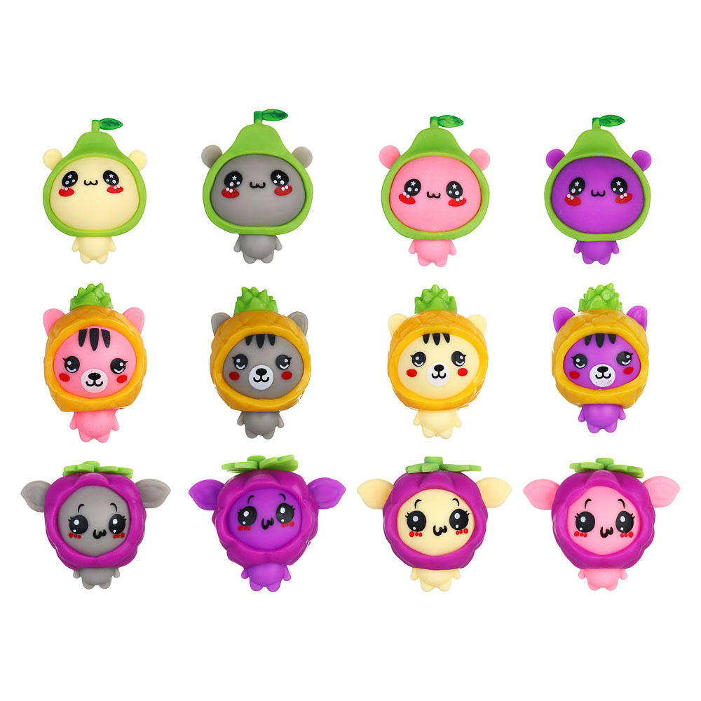 ИГРОЛЕНД Игрушка-антистресс в виде животных, полимер, 7-11см, 3 дизайна, арт.№ 295-073