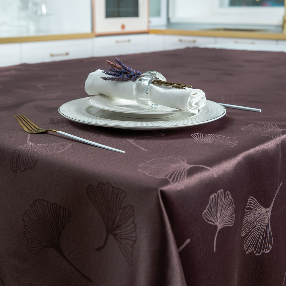 PROVANCE Мятный Латте Скатерть текстильная жаккард с водоотталк.пропиткой, 140х230см, ПЭ, 3 цвета, арт.№ 488-049