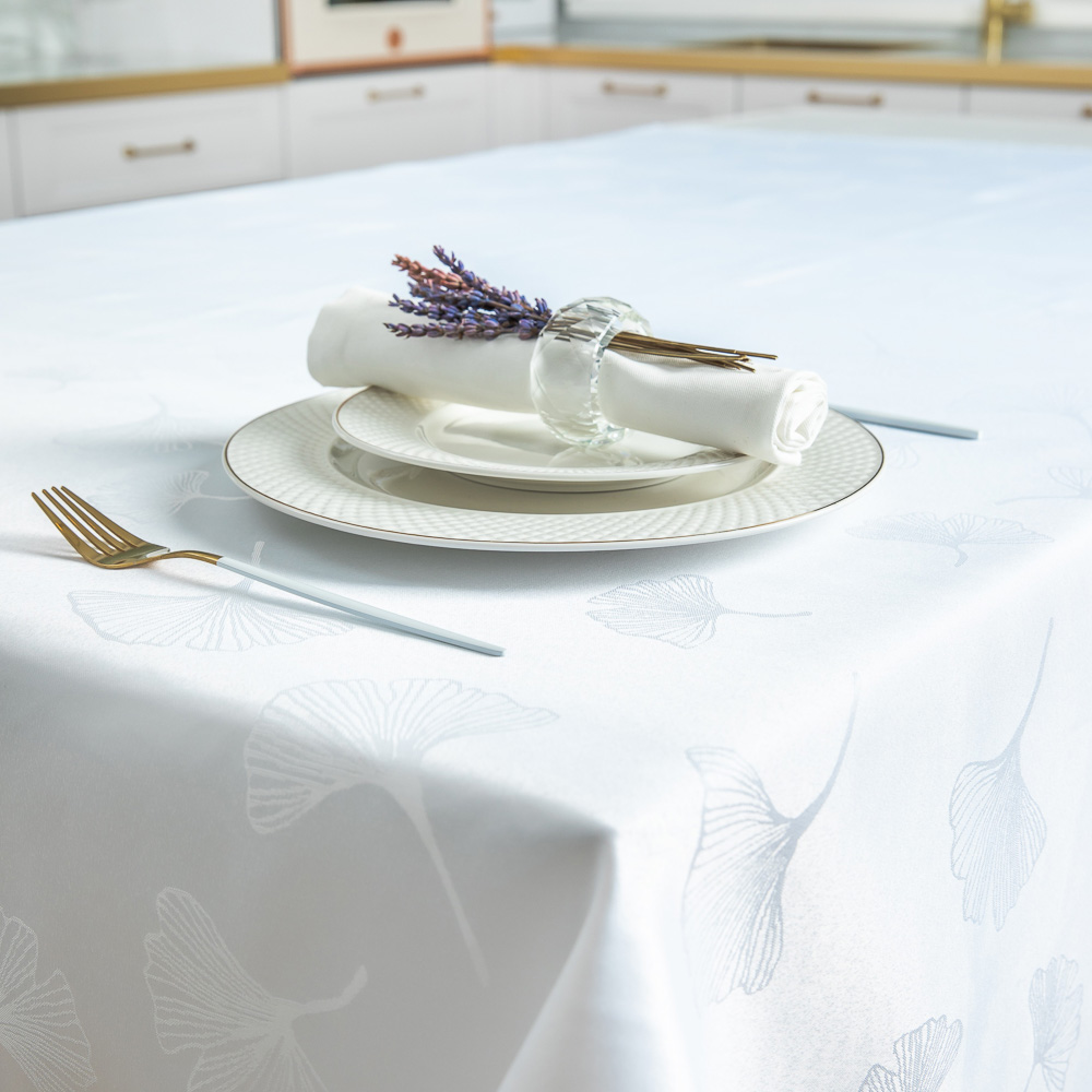 PROVANCE Мятный Латте Скатерть текстильная жаккард с водоотталк.пропиткой, 140х230см, ПЭ, 3 цвета, арт.№ 488-049