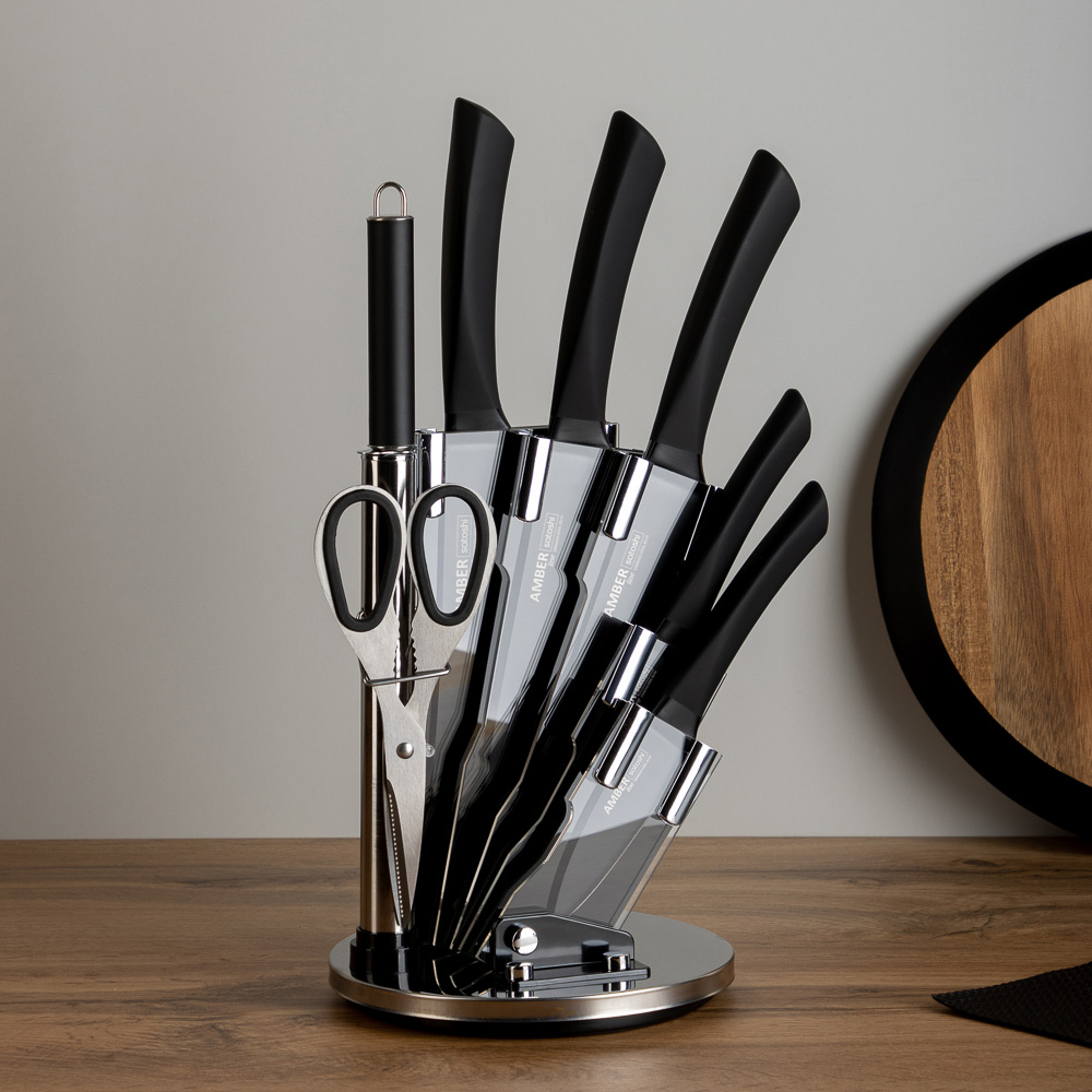 SATOSHI Амбер Набор ножей кухонных 8пр, акриловая подставка, арт.№ 803-306