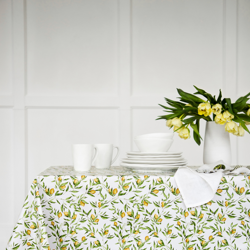 PROVANCE Лимонный курд Скатерть ПВХ 140х230см на текстильной основе, лимоны, арт.№ 479-299