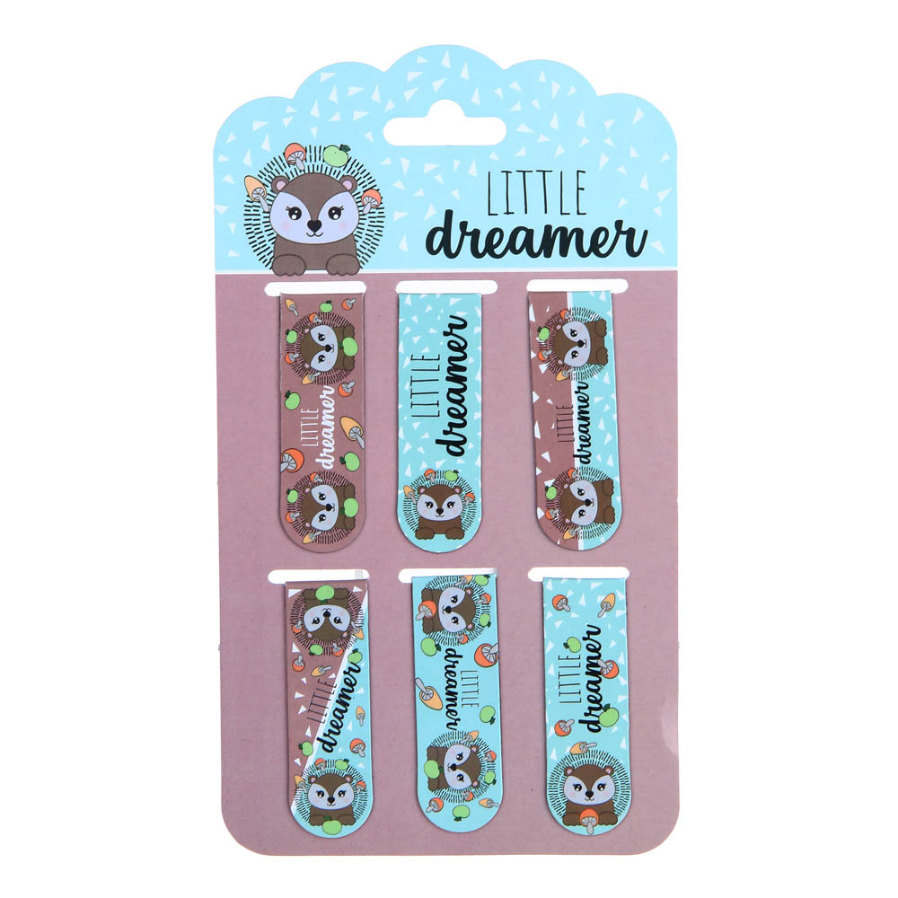 ЕЖИК Набор закладок магнитных, 6 штук, размер закладки 12Х1,9см, упаковка 18,3Х10,3см, арт.№ 235-004