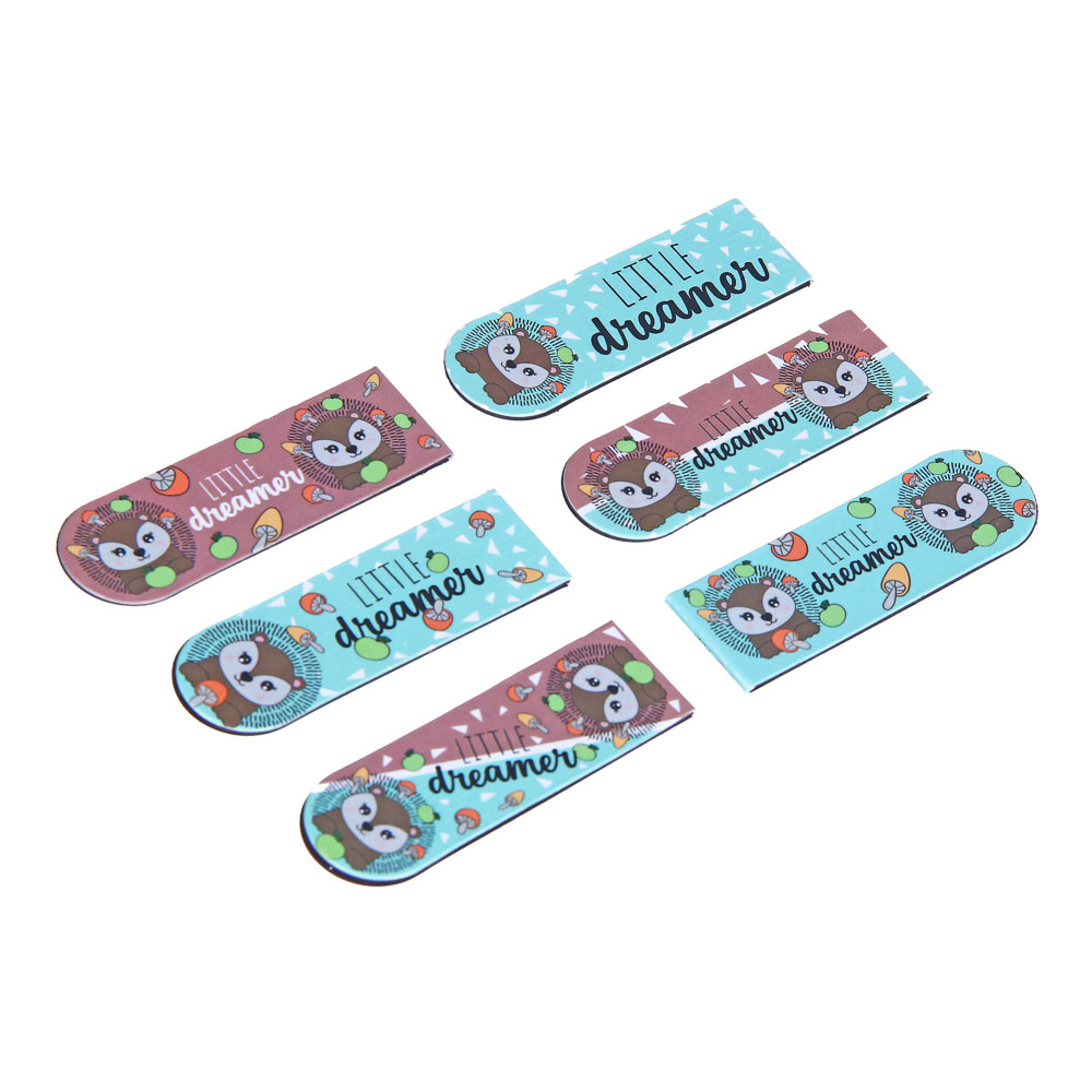 ЕЖИК Набор закладок магнитных, 6 штук, размер закладки 12Х1,9см, упаковка 18,3Х10,3см, арт.№ 235-004