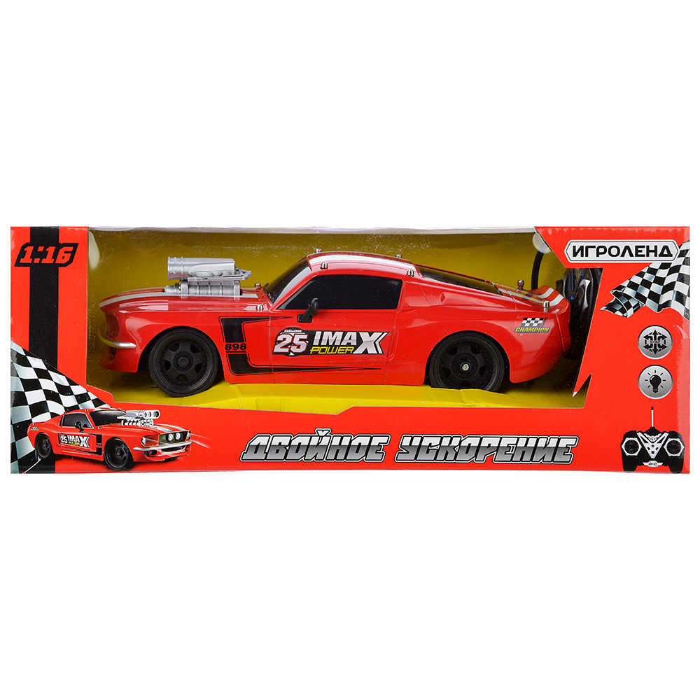ИГРОЛЕНД Машина радиоуправляемая "Двойное ускорение", АКБ, ЗУ, ABS, 37х15,7х13,4см, арт.№ 293-042