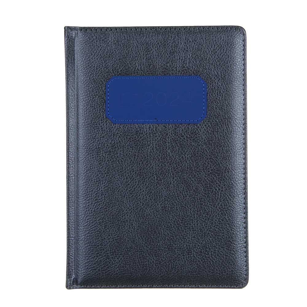 Ежедневник на 2024 "ЛОФТ" А5, 352 стр., тв.обл.с поролоном, иск.кожа, нашивка, цв.срез, черный мет., арт.№ 572-154