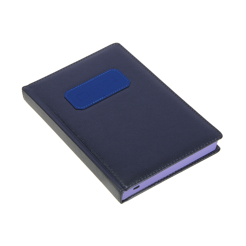 Ежедневник на 2024 "ЛОФТ" А5, 352 стр., тв.обл.с поролоном, иск.кожа, нашивка, цв.срез, черный мет., арт.№ 572-154