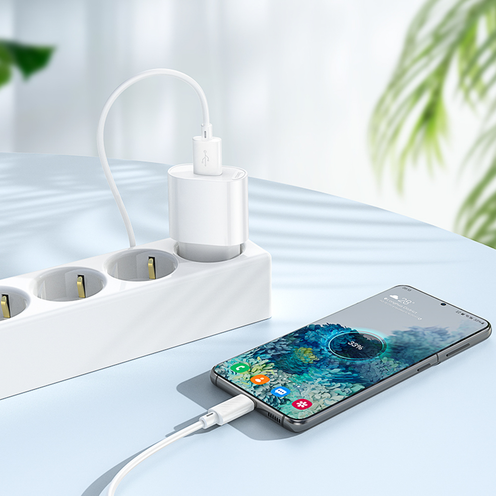 Сетевое зарядное устройство hoco. модель C109A, USB-A 10.5W, цвет: белый, арт.№ 916-277