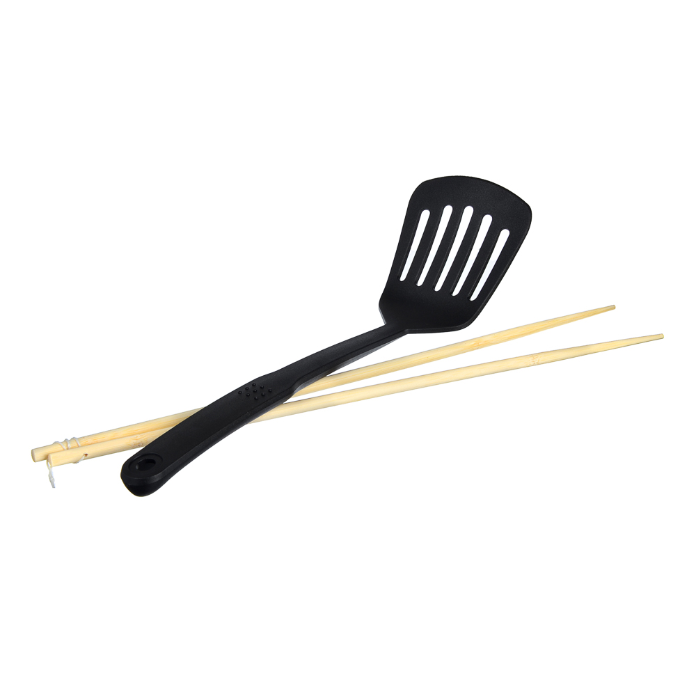 Казан 5,6 л чугун 32 см SATOSHI, антипригарное покрытие, ручка нержавеющая сталь, решетка, стеклянная крышка, лопатка нейлон, бамбуковые палочки, арт.№ 808-038