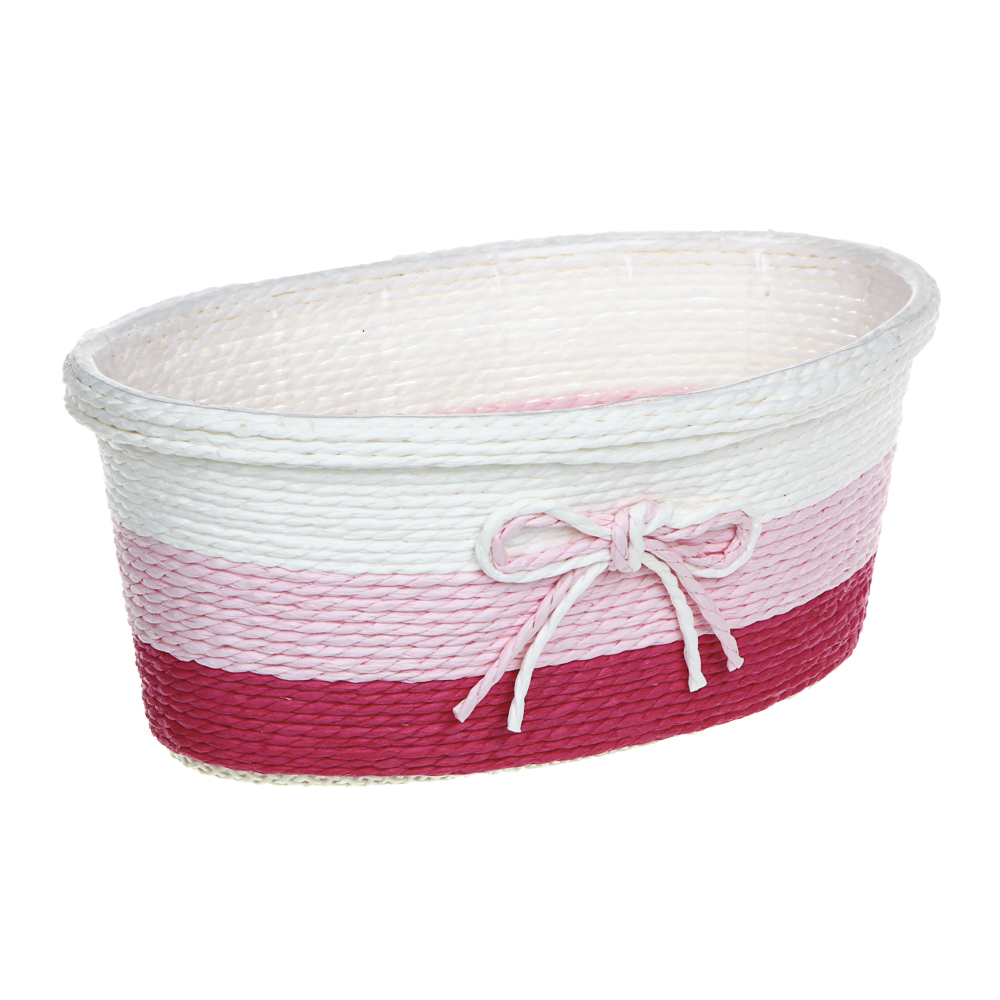 INBLOOM Кашпо плетеное с бантиком 19.5х12х8см, бумажная лоза, ПП, арт.№ 164-304