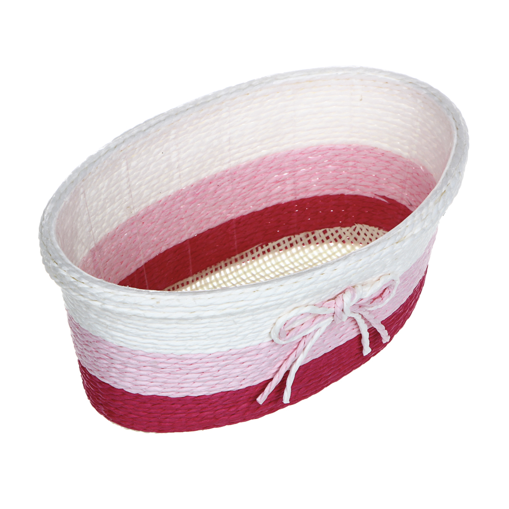 INBLOOM Кашпо плетеное с бантиком 19.5х12х8см, бумажная лоза, ПП, арт.№ 164-304