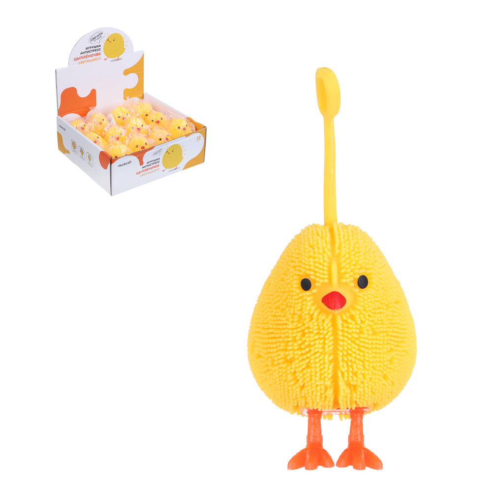 ИГРОЛЕНД Рыжий Игрушка-антистресс "Цыплёночек", TPR, свет, 3xLR44, 8x6,5см, арт.№ 273-024