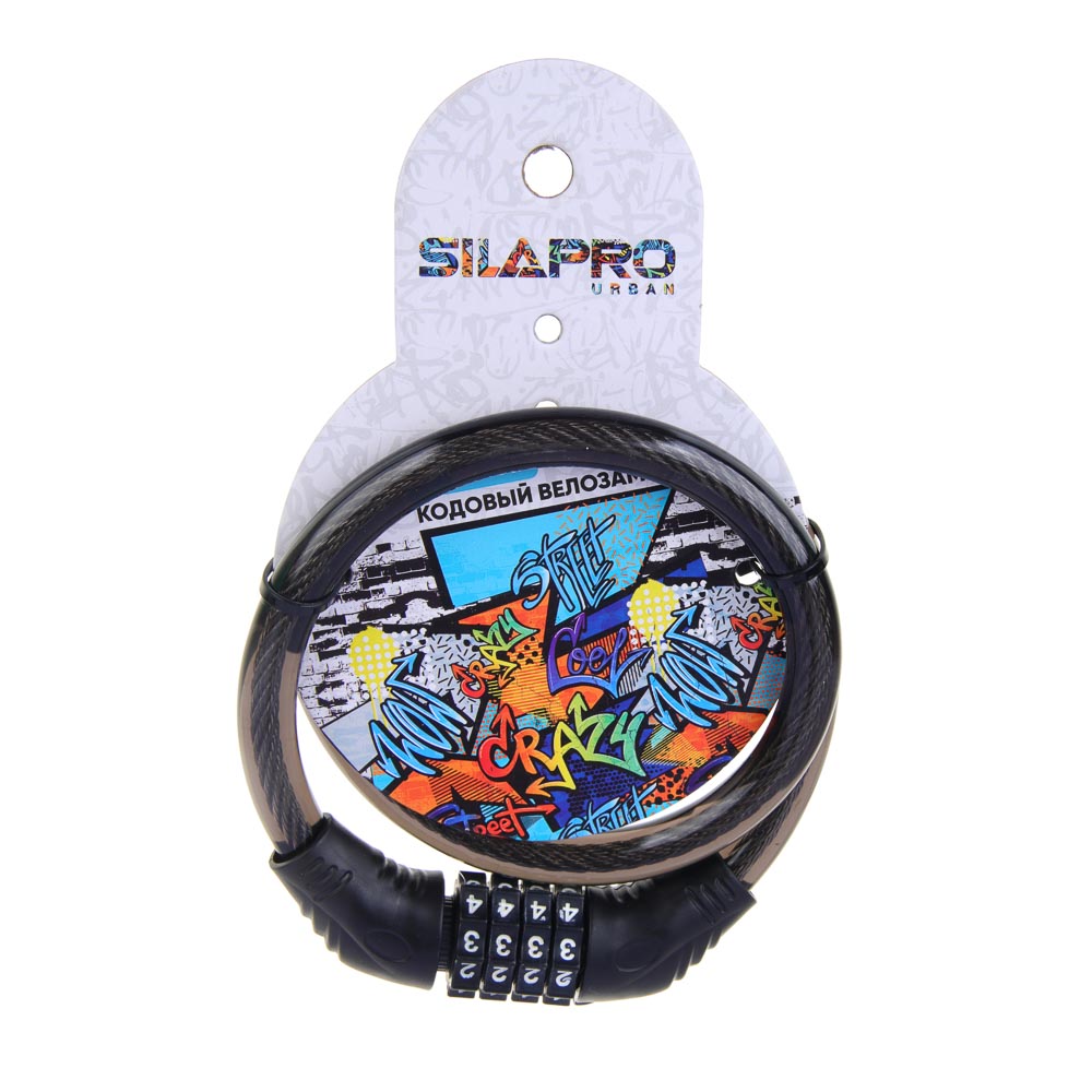 SILAPRO Велозамок кодовый 4-х значный, d=12мм х 65см, PVC, металл, арт.№ 195-133