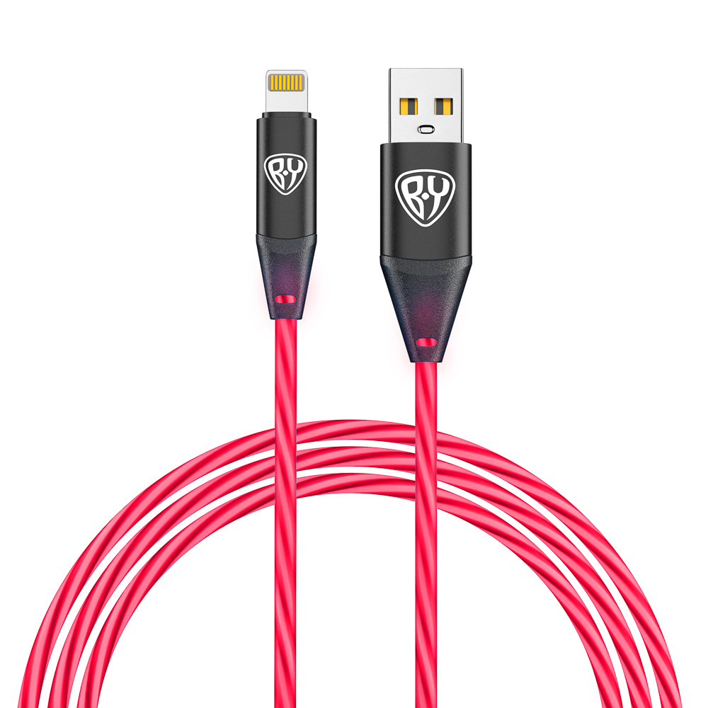 BY Кабель для зарядки Светящийся iP, 1м, 2.4А, Быстрая зарядка, подсв. оранжевая, Герои, ЗАРЯ, арт.№ 931-463