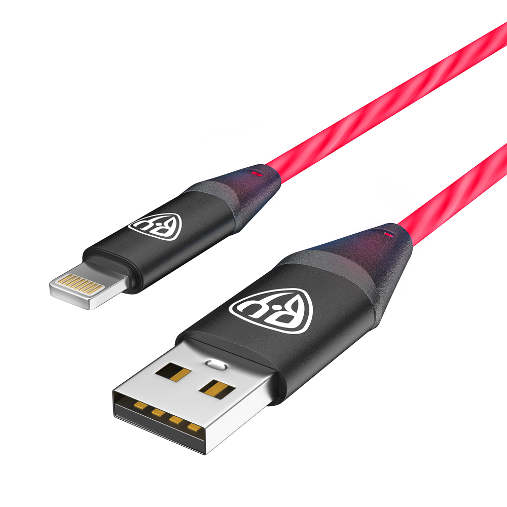 BY Кабель для зарядки Светящийся iP, 1м, 2.4А, Быстрая зарядка, подсв. оранжевая, Герои, ЗАРЯ, арт.№ 931-463