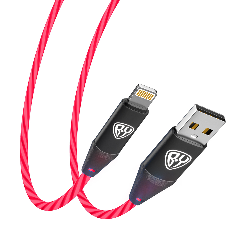 BY Кабель для зарядки Светящийся iP, 1м, 2.4А, Быстрая зарядка, подсв. оранжевая, Герои, ЗАРЯ, арт.№ 931-463