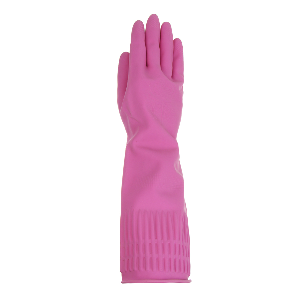 Перчатки с манжетой тм VETTA, размер L, 38см, пара 100г, латекс, розовый цвет, арт.№ 447-062