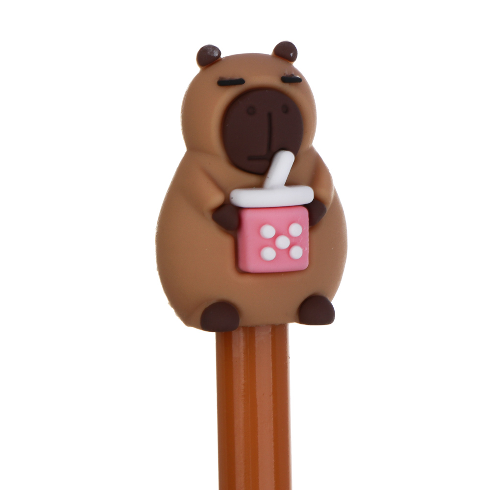 Ручка гелевая синяя, с наконечником в форме капибары, 4 дизайна, арт.№ 591-204