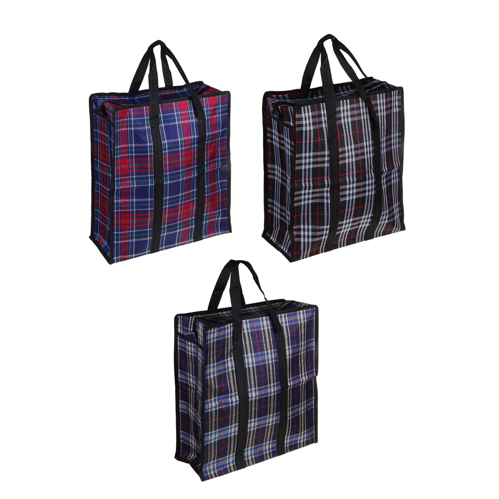 Сумка хозяйственная тм VETTA Шотландка, 35x40x15см, 21л, до 8кг, полипропилен, 3 цвета, арт.№ 467-014