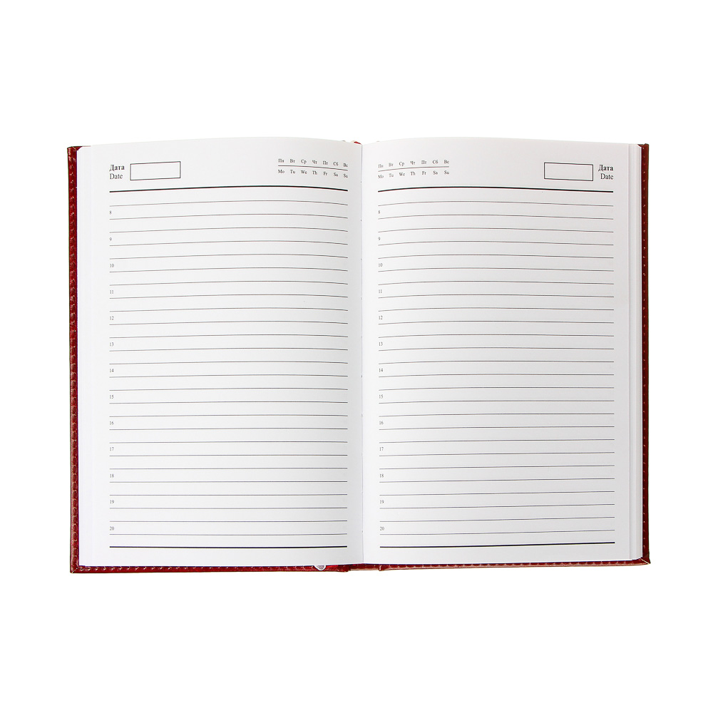 Ежедневник недатир. "Бизнес" А5, 320стр, твердая обл.с поролоном, ПУ, бумага, пакет, бордовый, арт.№ 572-059