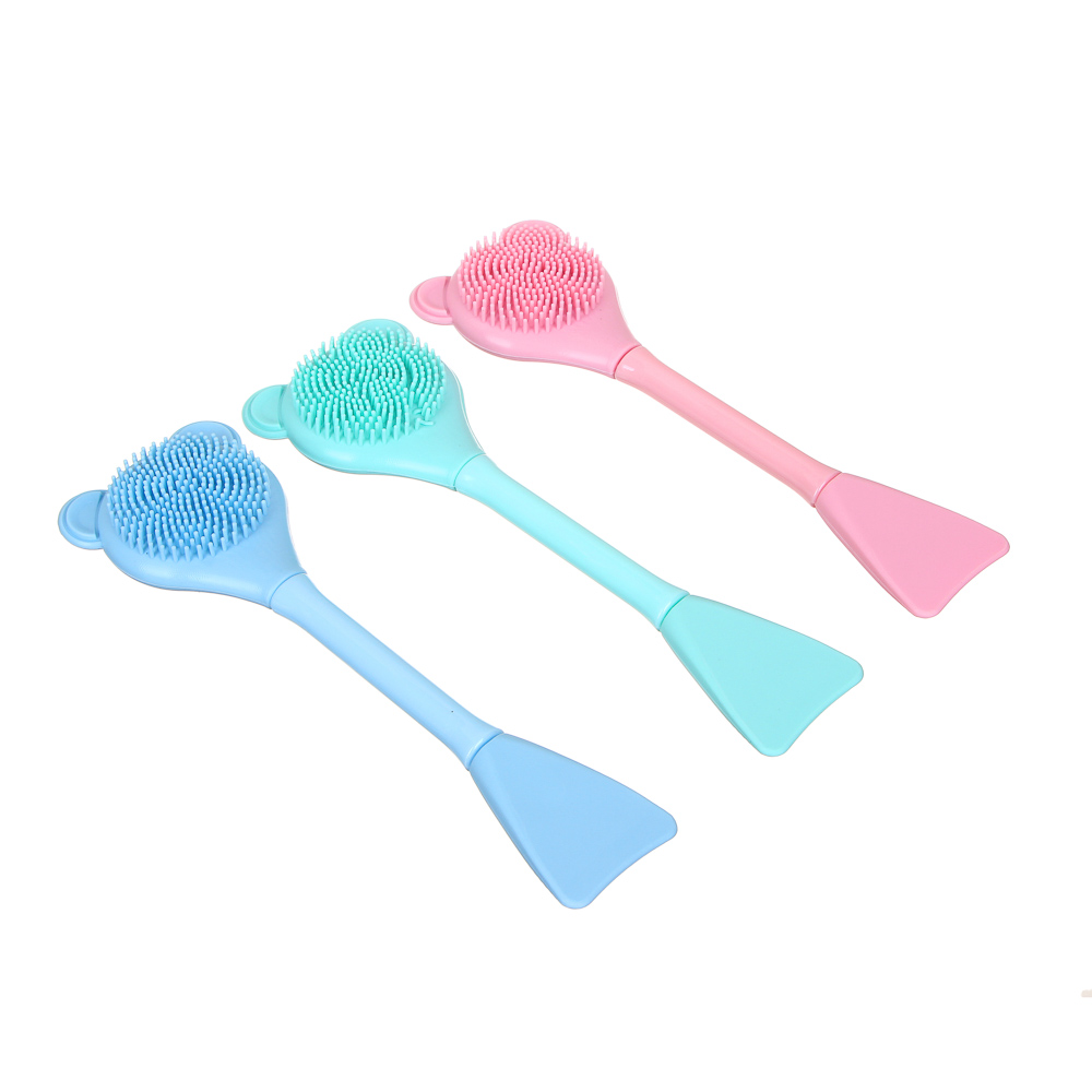 ЮНИLOOK Кисть для косметических процедур с щеткой, силикон, пластик PS, 16х5см, 3 цвета, арт.№ 357-235