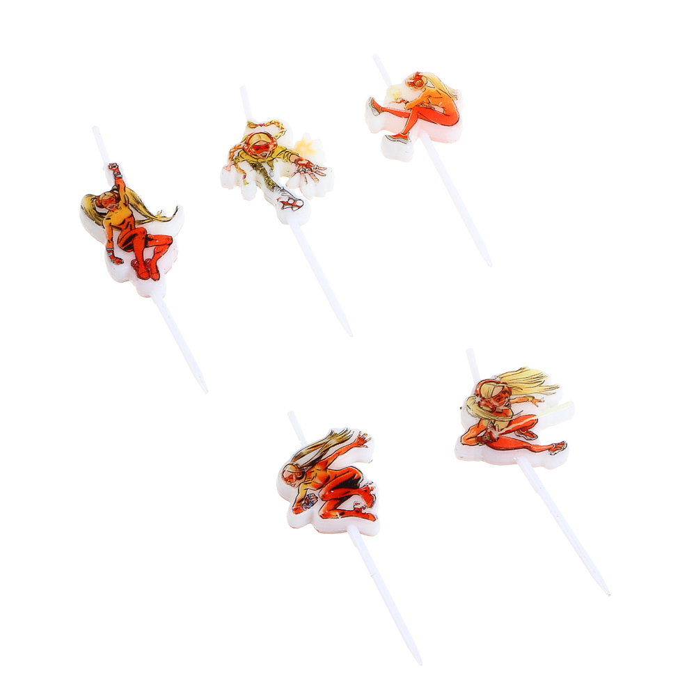 BY Супергерои вселенной Набор формовых свечей 5шт, 10х8х2 см, 2 дизайна, арт.№ 585-044