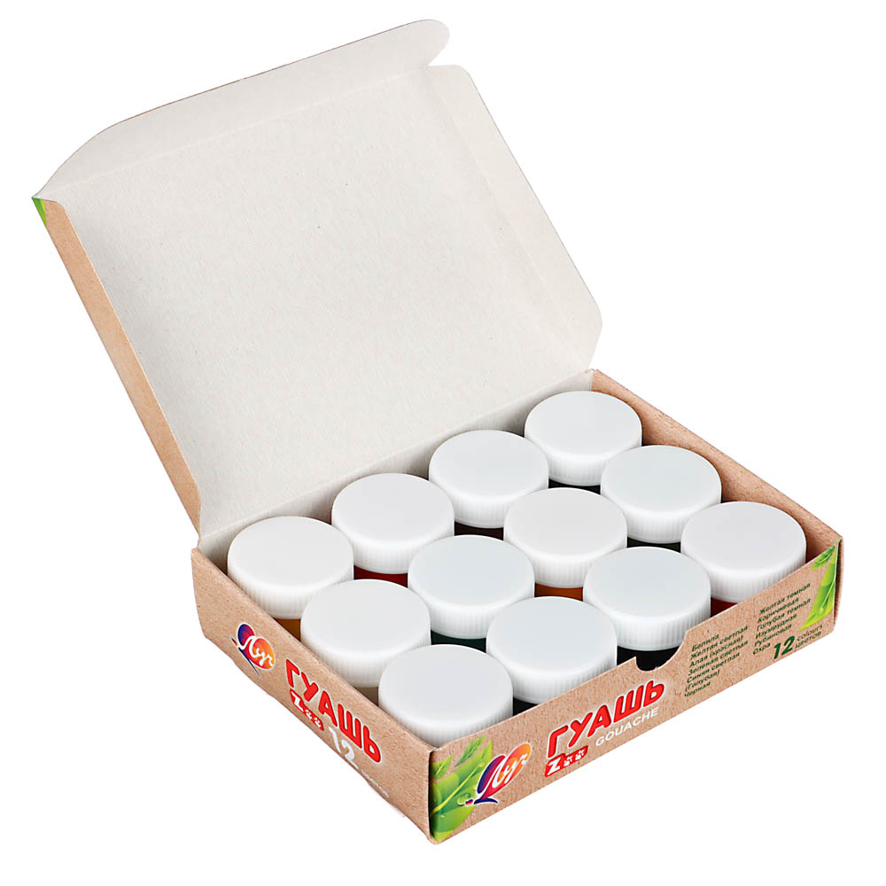 ЛУЧ Гуашь "ZOO", 12 цветов, баночки по 15мл, арт.№ 231-076