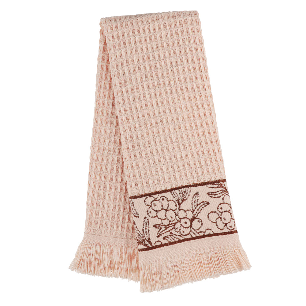 Полотенце кухонное вафельное, 30х50см, 100% хлопок, Spany, Berries, персиковый, арт.№ 434-191